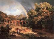 Karoly Marko the Elder Italian Landscape with Viaduct and Rainbow oil